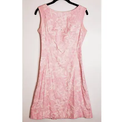 Vintage 60s Cover Girl Of Miami Pink Cherry Floral Sleeveless Shift Dress Medium • $34.99