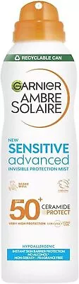 Garnier Ambre Solaire SPF 50+ Sensitive Advanced Dry Mist Sun Cream Spray Wate • £11.04