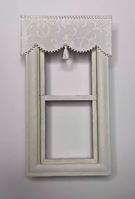Dollhouse Curtains - Shade - White On White Floral With Tassel - 3   Wide • $5.95