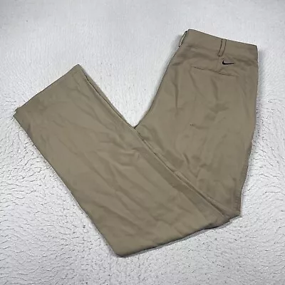 Nike Golf Pants Dri Fit Mens 36 X 34 Beige Khaki Slash Pockets Flat Front • $19.95