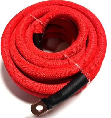 0 Gauge RED Snakeskin Power Gr 100% OFC Copper Cable 1/0 AWG W/TERMINALS • $5.49