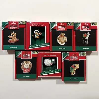 Hallmark Miniature Christmas Ornaments Lot Of 7 Animals- Bear Penguin Rabbit • $18.99