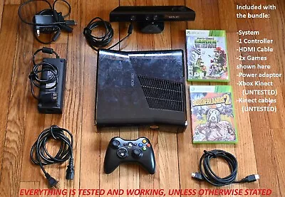 $95 • Buy Xbox 360 S Console (Model 1439), 2 Games, Cables (TESTED), And Kinect (UNTESTED)