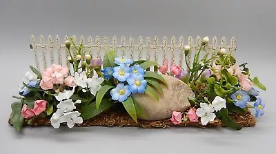 Vintage Garden Fence With Flowers Artisan Dollhouse Miniature 1:12 • $9.99