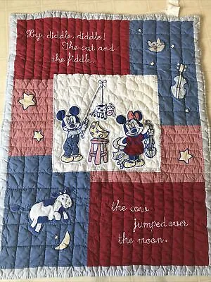 Vintage Mickey & Co DISNEY BABY MICKEY MOUSE QUILT MINNIE Hey Diddle Diddle • $52.49