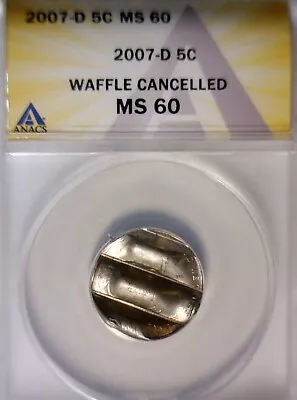 2007d ERROR ANACS MS60 WAFFLED Jefferson Nickel BU+ Coin STRUCK Waffle W Details • $89.99