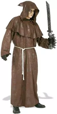 Mad Monk Hooded Robe Grim Reaper Brown Ghoul Fancy Dress Halloween Costume • $60.95