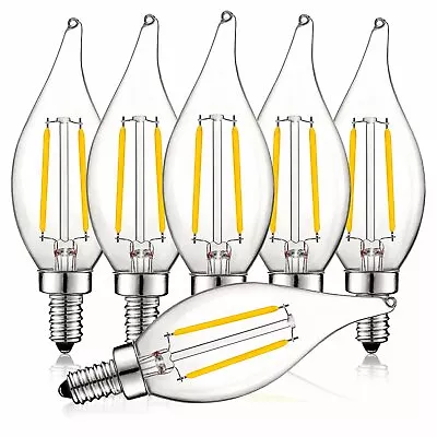 Luxrite 4W Vintage Candelabra LED Bulb Dimmable 3000K 400lm Flame Tip E12 6-Pack • $25.95