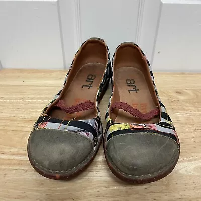 £33.65 • Buy ART Company Bye Bye Suela Leather Flats Mary Jane Shoes Button Print SZ 7 Spain