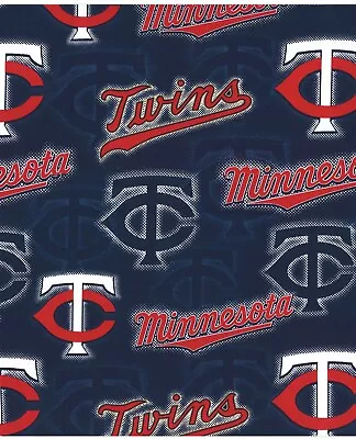 Minnesota Twins TC Logo Cotton Fabric 1/2 Yd 18” X44” • $14.99