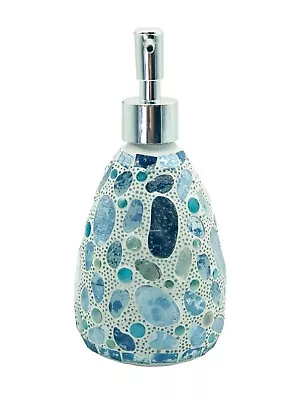 Aqua Pebble Glass Mosaic Soap Dispenser Pump Bottle Holder Crystal Colourful • $37.54