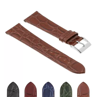 DASSARI Crocodile Embossed Leather Mens Croc Watch Band Strap • £28.92