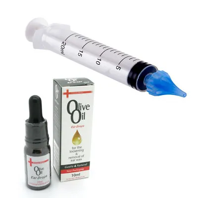 Ear Wax Removal Syringe 20ml Capacity + Otoclear Tip + Olive Oil • £6.99