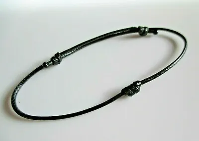 £2.99 • Buy Unisex Black Waxed Cord Friendship Surf Budhist Spiritual Love Knotted Bracelet
