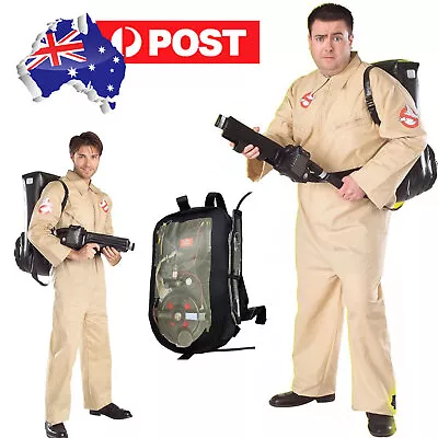 Mens Ghostbusters Costume Adult Ghost Busters Halloween 80s Jumpsuit Backpack • $58.98