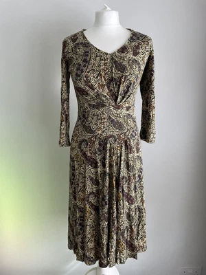 £44.95 • Buy Brora Midi Dress Aubergine Paisley 3/4 Sleeve  UK Size 8 New With Tags