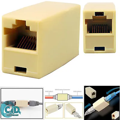 £2.95 • Buy RJ45 Ethernet Network LAN Cat5e Cat6 Cable Joiner Adapter Coupler Extender Lot