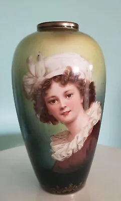 BEAUTIFUL Antique ROYAL VIENNA German Porcelain PORTRAIT VASE Urn Madame Lebrun • $149.95