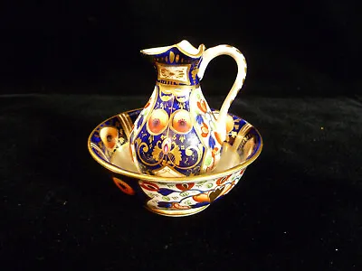 Rare Signed Royal Crown Derby Miniature Hand Painted Pitcher & Bowl - Circa 1810 • $295