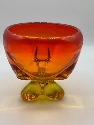 Viking Glass Persimmon Orange Epic Three Foils Candy Dish NO LID • $39