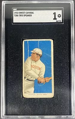 1910-1911 T206 Sweet Caporal 350/30 Tris Speaker RC Rookie SGC 1 Boston Red Sox  • $624.99