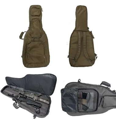 Discreet Guitar Rifle Gun Case Double Tactical Carbine Range Padded Backpack Tan • $85.45