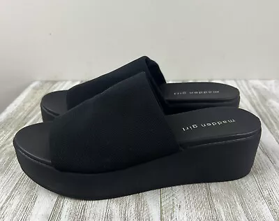 Madden Girl Womens Wesley Wedge Slide Sandals Size 8.5M Black Platform Shoes Y2K • $21.99