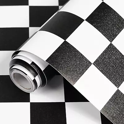 Black And White Mosaic Checkered Peel And Stick Wallpaper For Walls • $11.62