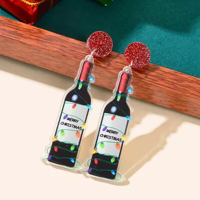 $1.99 • Buy Merry Christmas Festival Jewelry Acrylic Light String Twine Wine Bottle Earrings