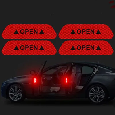 4x Car Door Open Sticker Reflective Tape Safety Warning Decal Accessories Red • $5.82