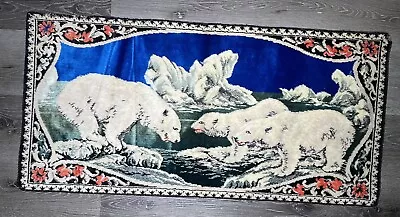 Vtg Velvet Tapestry Wall Hanging Polar Bear Boho Rug Italy 60s 70s • $34.99