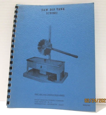 $5 • Buy Foley Saw Dip Tank No. 379901  Parts List And Instruction Sheet R000992