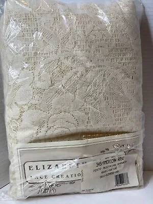 Vtg ELIZABETH GLENN Rose Lace Creations SHOWER CURTAIN Beige 72 X 72 USA Made • £28.50