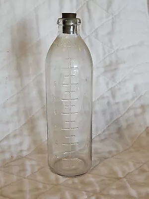 Measuring Medicine Bottle Antique 8 Ounce Clear Glass  With The Bottle  Cork • $13.99