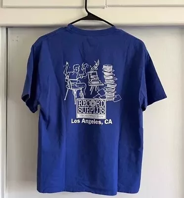 Vintage Hanes - Blue T-Shirt - Mens Medium M - Music Vinyl Records Los Angeles • $11.99