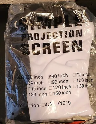 Projector Screen 60 Inch Outdoor Indoor Portable Movie Screen 4k 16:9 HD... • $8.58
