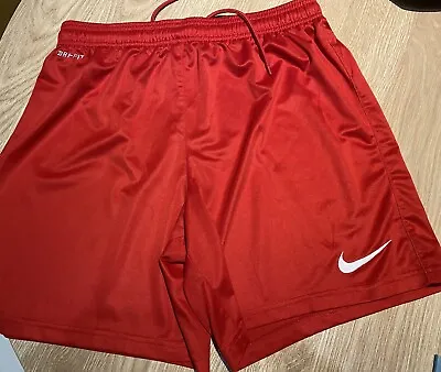 Nike Mens Red Shorts Football Training Gym Sport Dri Fit  Size M • £5