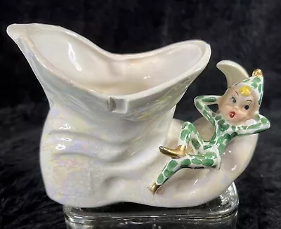 Vintage MCM Lefton/ ESD Holly Leaf Elf Pixie Figurine Planter Vase Broken Foot • $36.79