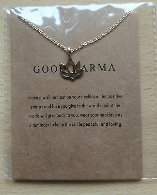 Dogeared Style Necklace - 16  To 18  Gold Dipped Good Karma Lotus ~ Yoga Gift ~ • £9.99