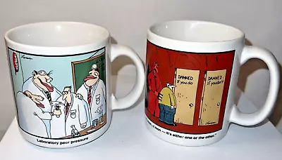 (2) Far Side Coffee Mug Gary Larson Laboratory Peer Pressure & Damned If You Do • $34.99