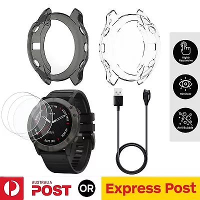 For Garmin Fenix 6 6S 6X Pro Solar Sapphire 5 5X 5S Clear Case Screen Protector • $9.85