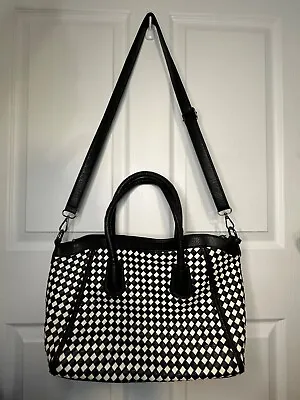 Melie Bianco Black & White Checkered Vegan Leather Boho Bag Handbag • $20