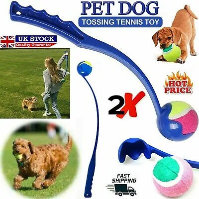 £8.90 • Buy 2x Ball Thrower Launcher Dog & Puppy Chucker Tennis Pet Toy Walking Fetch Play