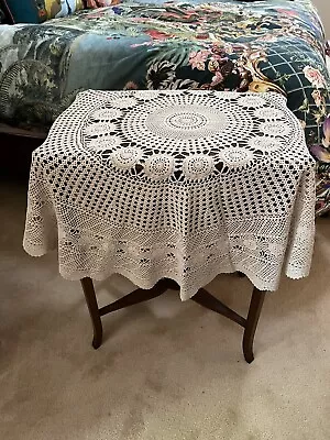 Vintage Lace Cream Round Table Cloth~110 Cms Across*** • $12