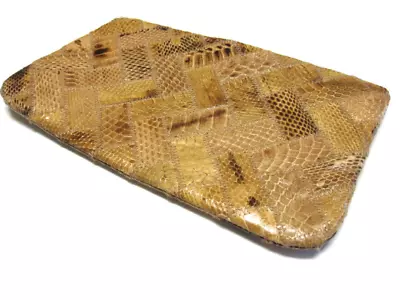 Vintage Golden Brown Snakeskin Purse Patchwork Clutch Magnum Handbags • $21.99