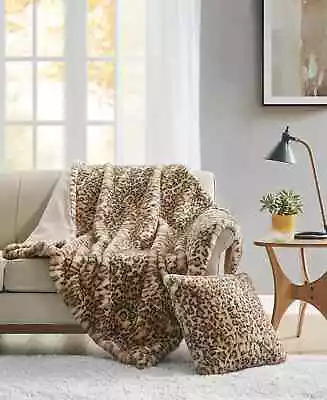 Martha Stewart Ultra Luxe Quality Faux Fur Leopard Throw Blanket 50  X 60  $130 • $71.99