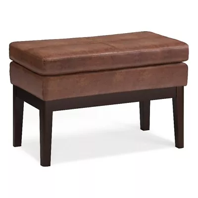 Carlson 26  WD Mid Century Design Ottoman Bench In Saddle Brown Faux Leather • $136.76