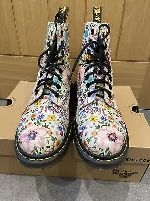 Dr Martens 1460 Pascal Darcy Multi Wanderlust Flowers Floral Leather Boots Uk 6 • £110