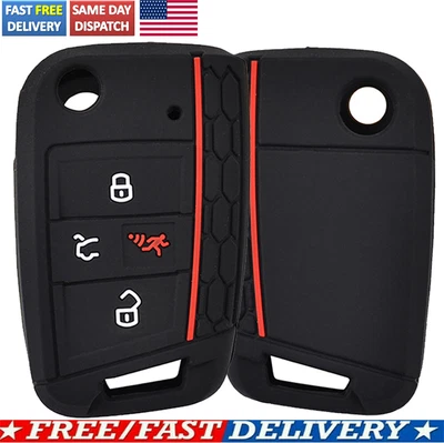 $13.52 • Buy 2pcs Silicone Remote Flip Key Case Fob Cover For VW Golf Gti JETTA Tiguan Atlas