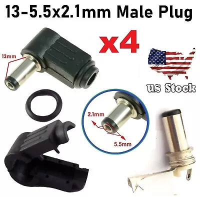 4 Pieces Right Angle 13* 5.5x 2.1mm DC Power Male Plug Soldering Connector • $3.97